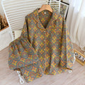 Rhombus Leaf Flower Pajama Set