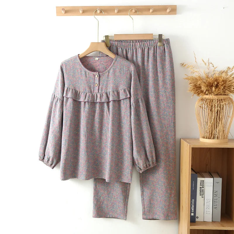 Conjunto elegante de algodón con botones