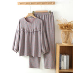 Conjunto elegante de algodón con botones