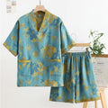 Conjunto de pijama corto verde Kiomono