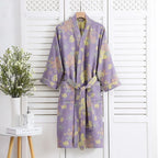 Batas tipo kimono de algodón de manga larga