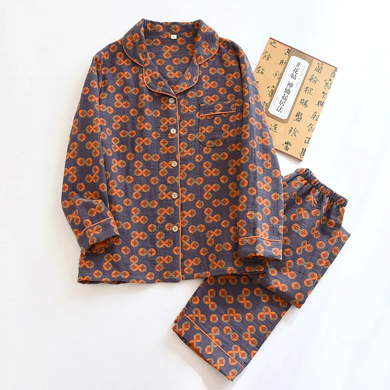 Colorful Patterned Long Pajama Set