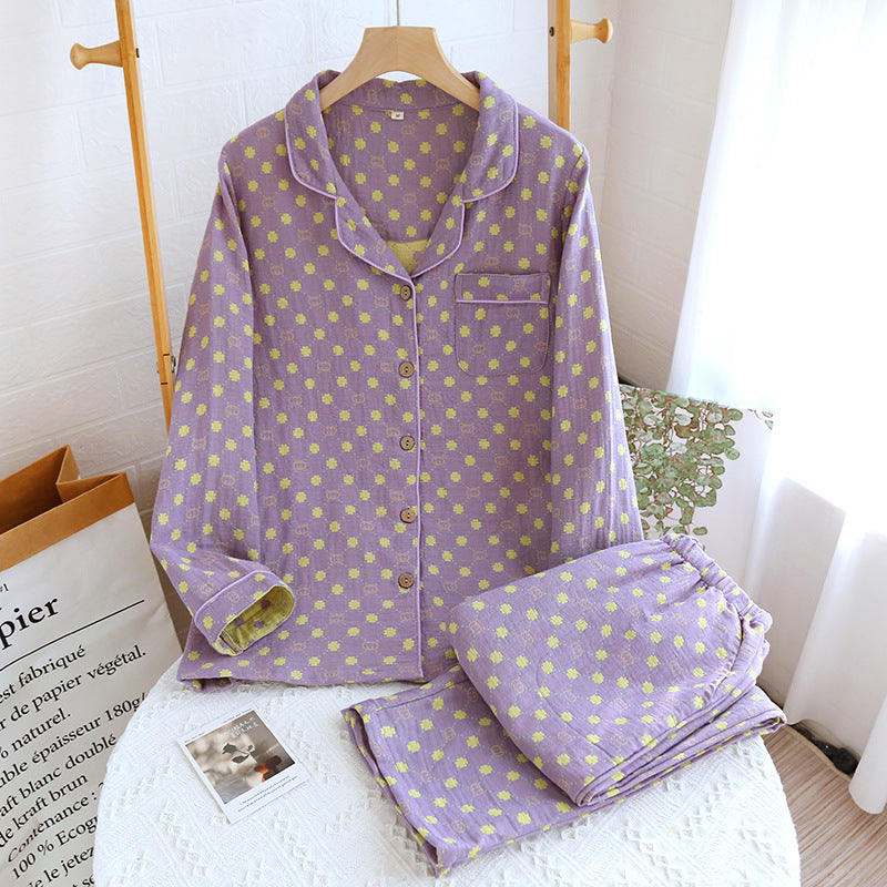 Conjunto de pijama de algodón liso con estampado