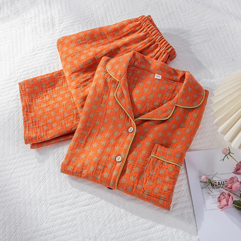 Conjunto de pijama largo de color sólido