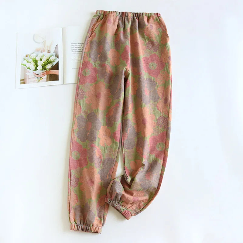 Pantalón de pijama retro de jacquard