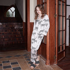 Conjunto de pijama de satén con estampado de cebra