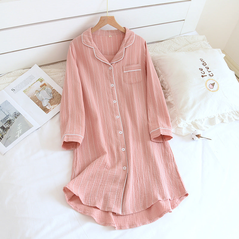 Camisón de solapa a rayas