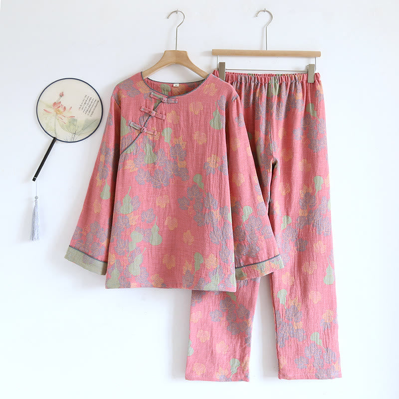 Conjunto de pijama de algodón suave y elegante de estilo vintage