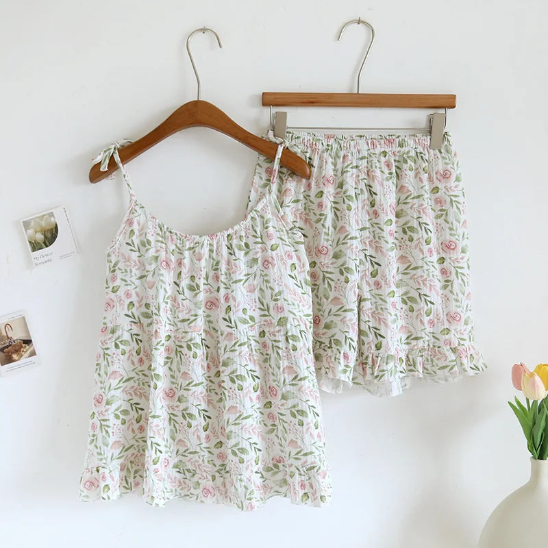 Conjunto de shorts de crepé para verano