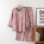 Conjunto de kimono con jacquard de hojas