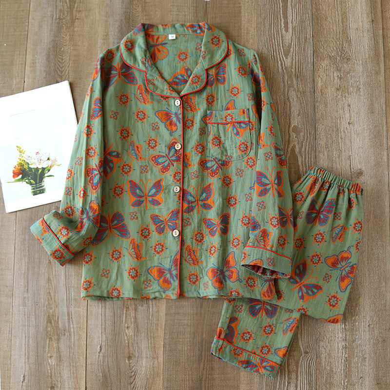 Vintage Cotton Butterfly Pajama Set