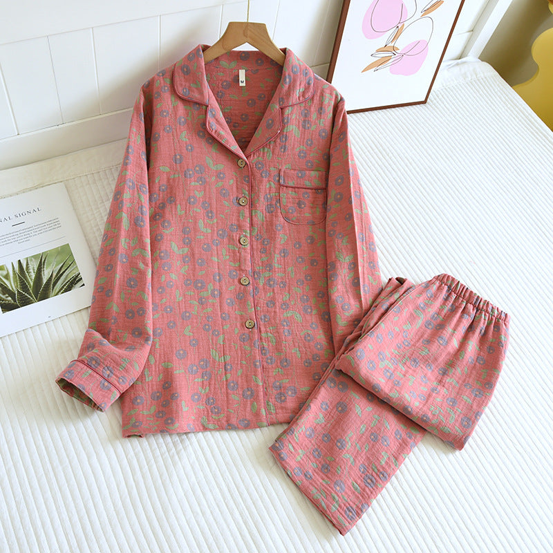 Conjunto de ropa de estar de algodón colorido estilo rural