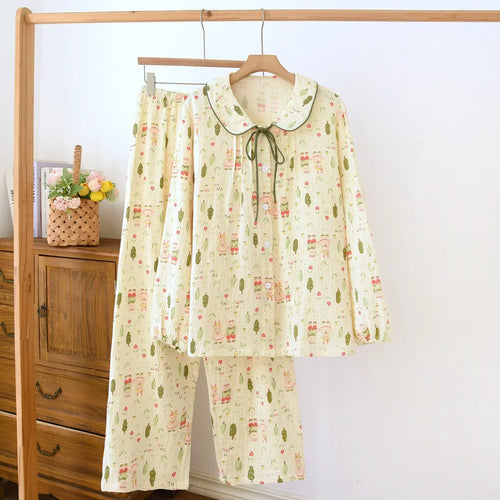 Conjunto de pijama estampado con detalle de lazo
