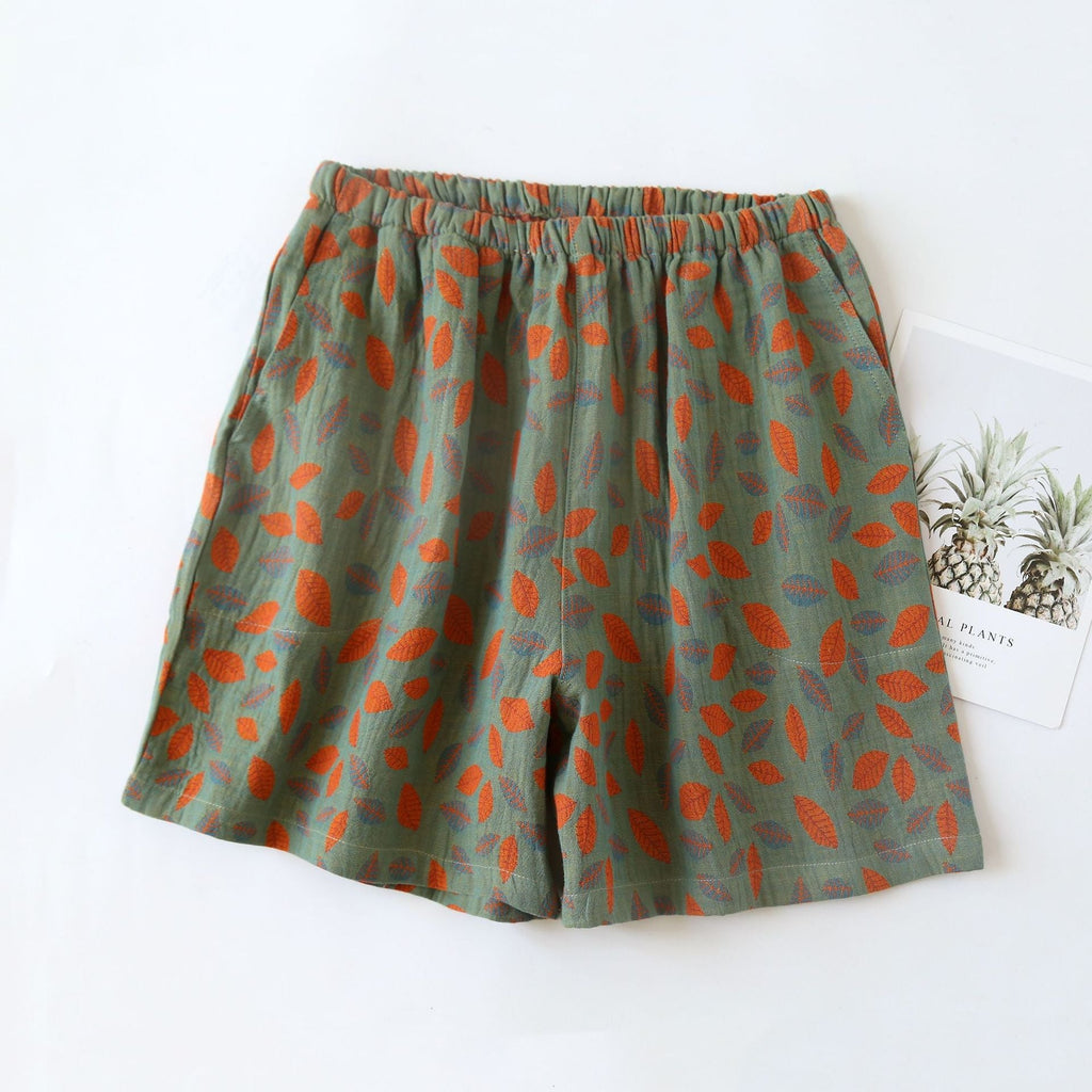 Shorts de pijama con estampado floral y de hojas