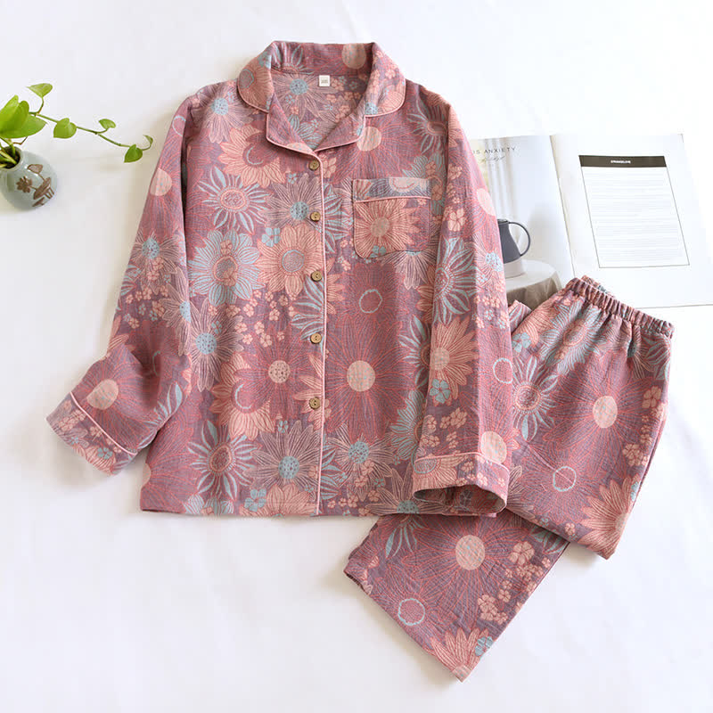 Colorful Design Sunflower Pajama Set