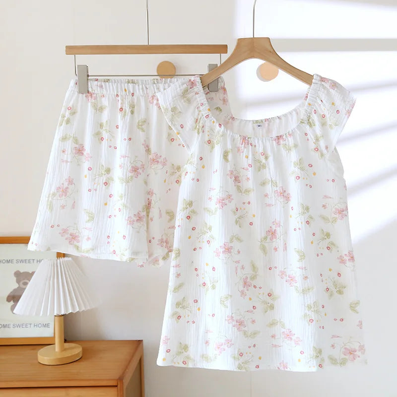 Conjunto de pijama de algodón con estampado pastoral