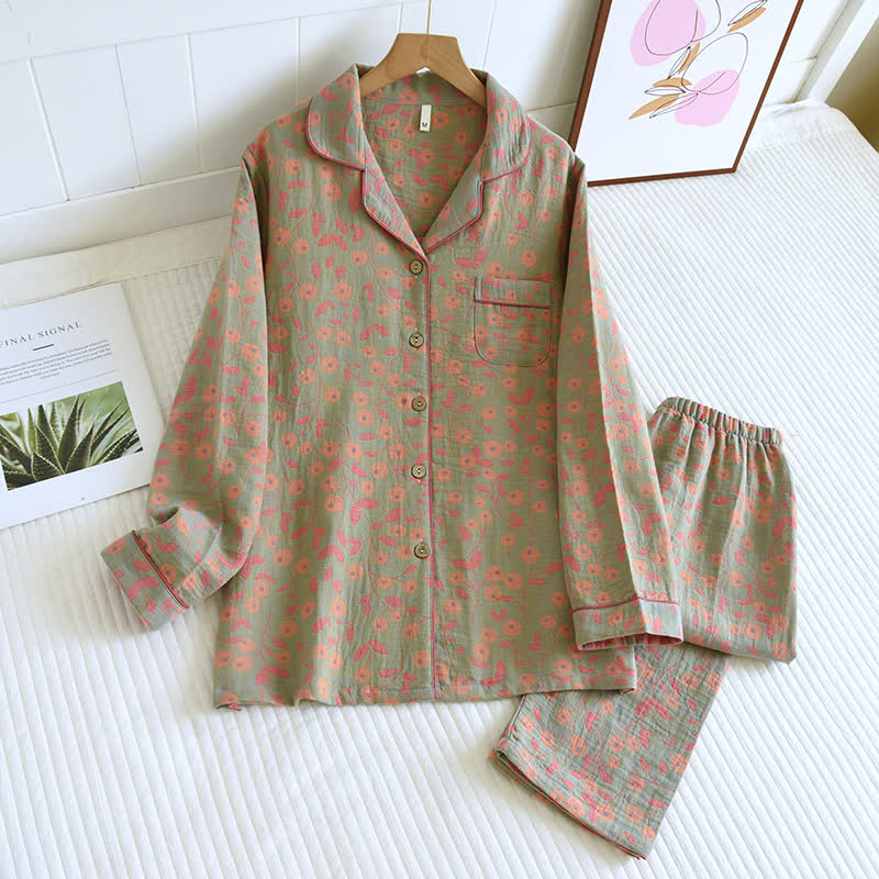 Conjunto de ropa de estar de algodón colorido estilo rural