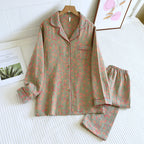 Conjunto de ropa de estar de algodón colorido estilo rural