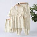 Conjunto de pijama corto con detalle de encaje (3 piezas)