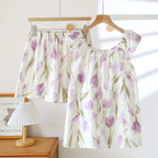 Conjunto de pijama de algodón con estampado pastoral