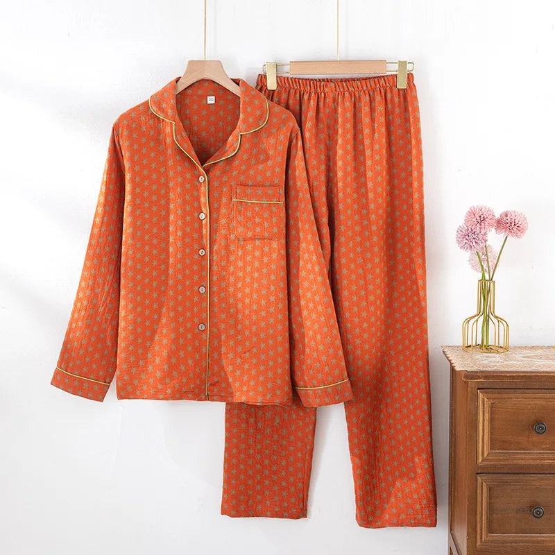 Conjunto de pijama largo de color sólido