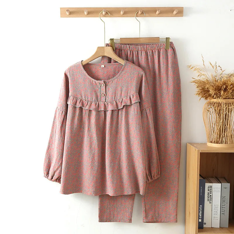 Conjunto elegante de algodón con botones