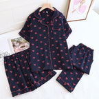 Conjunto de pijama de algodón con estampado de corazones (3 piezas)