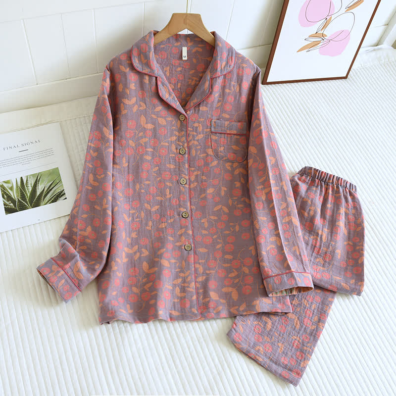 Conjunto de ropa de estar de algodón colorido estilo rural