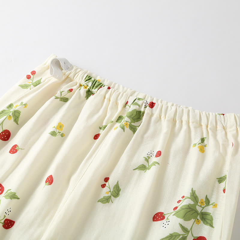 Strawberry Print Cotton Pajama Set