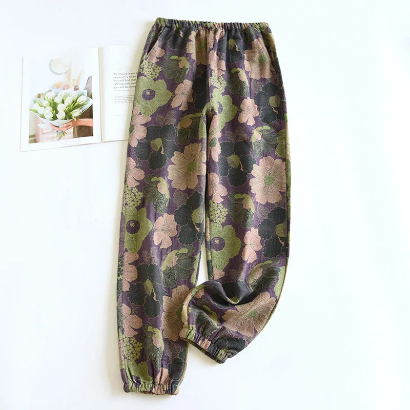 Pantalón de pijama retro de jacquard