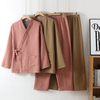 Conjunto de kimono de gasa de algodón