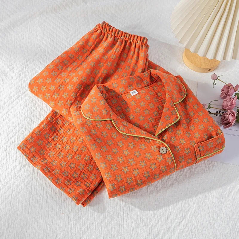Conjunto de pijama largo de color sólido