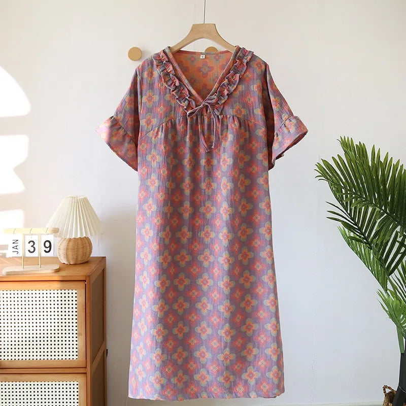 Camisón de manga corta con estampado floral