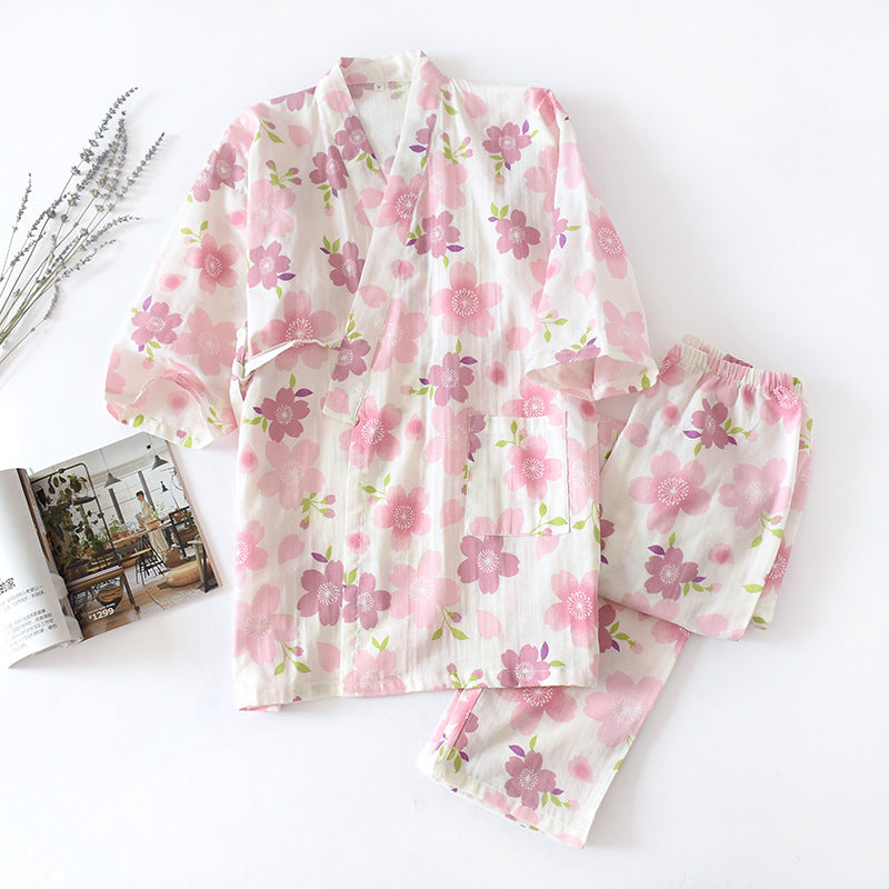 Cherry Blossom Cotton Kimono Set