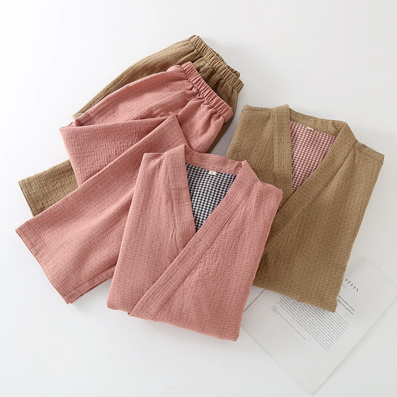 Conjunto de kimono de gasa de algodón