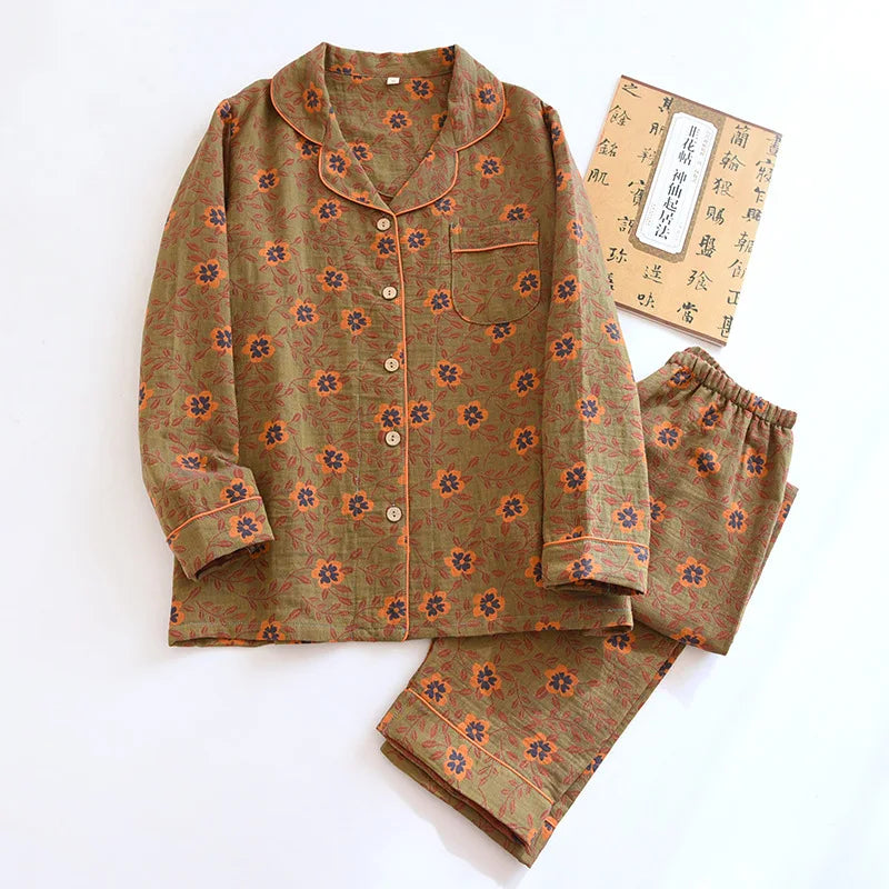 Colorful Patterned Long Pajama Set