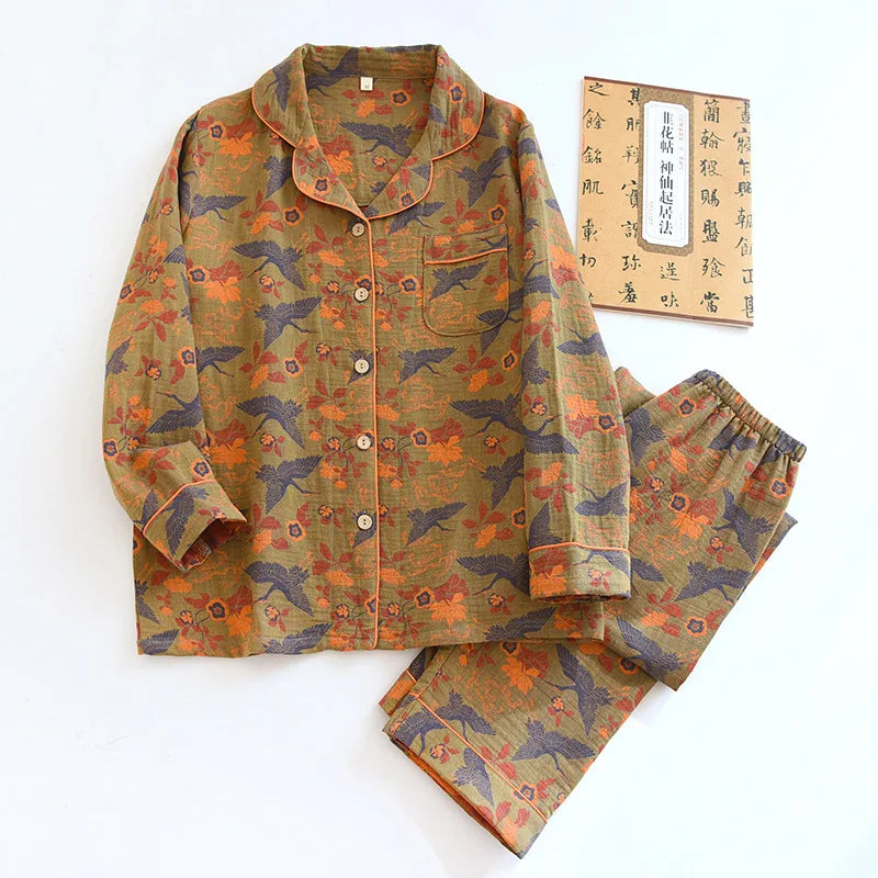 Colorful Patterned Long Pajama Set