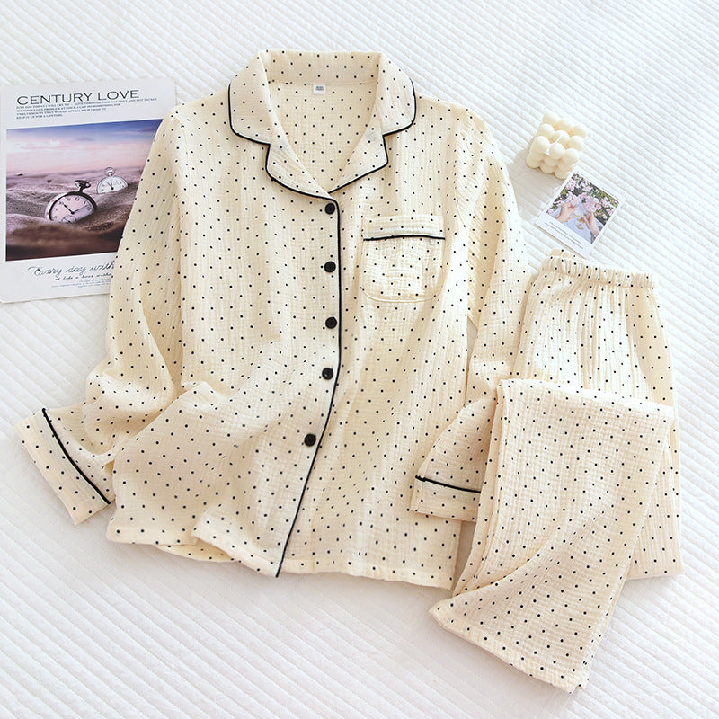 Conjunto de pijama largo con estampado de puntos