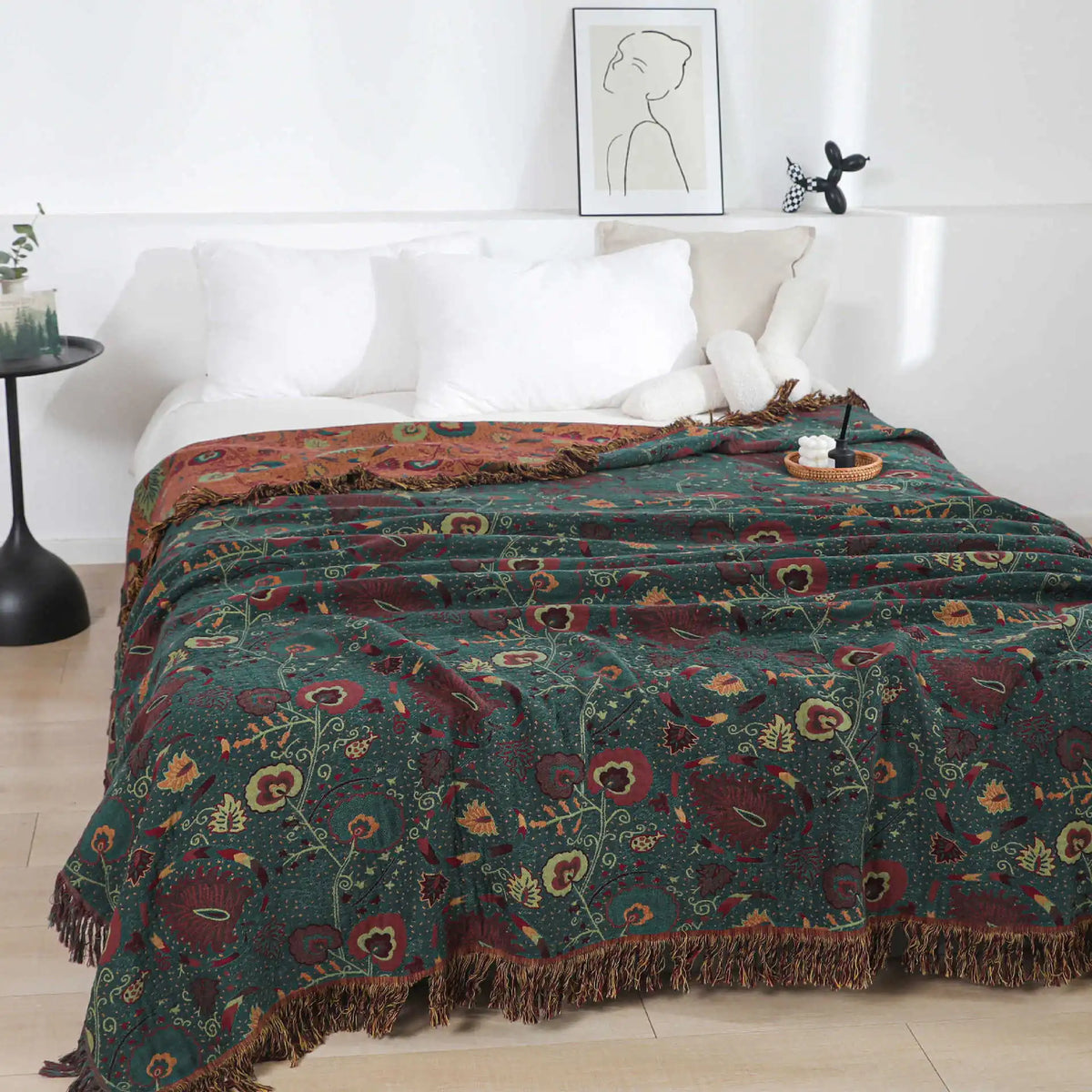Floral Patterned Tulle Cotton Towel Blanket