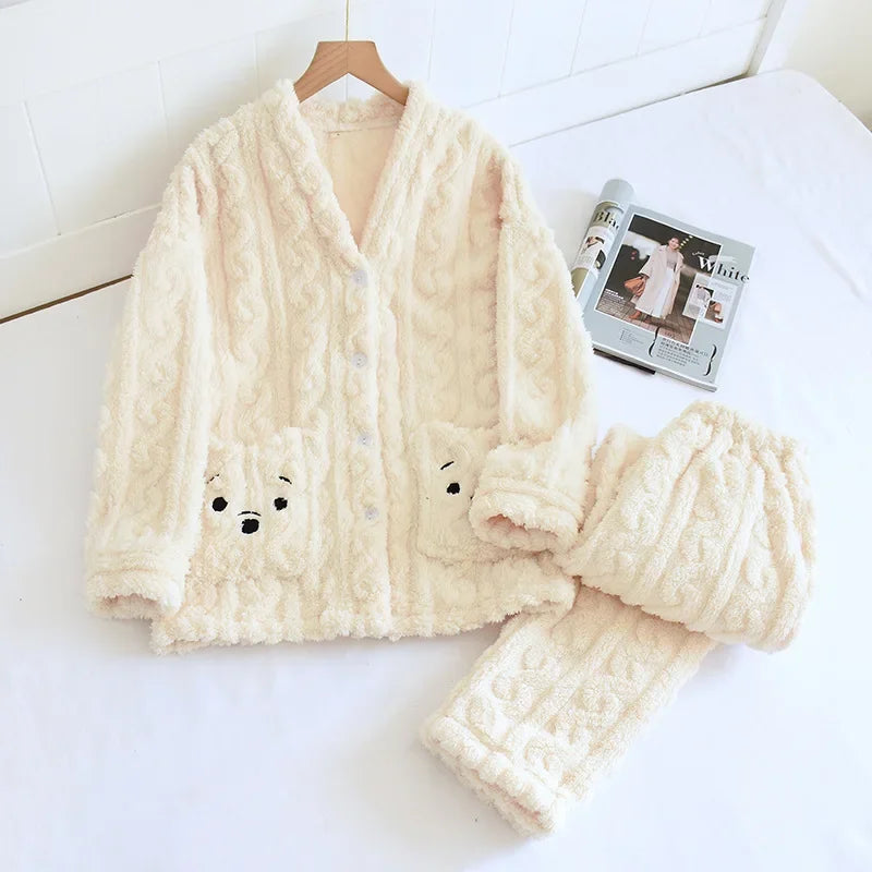 Conjunto de pijama largo de felpa adorable