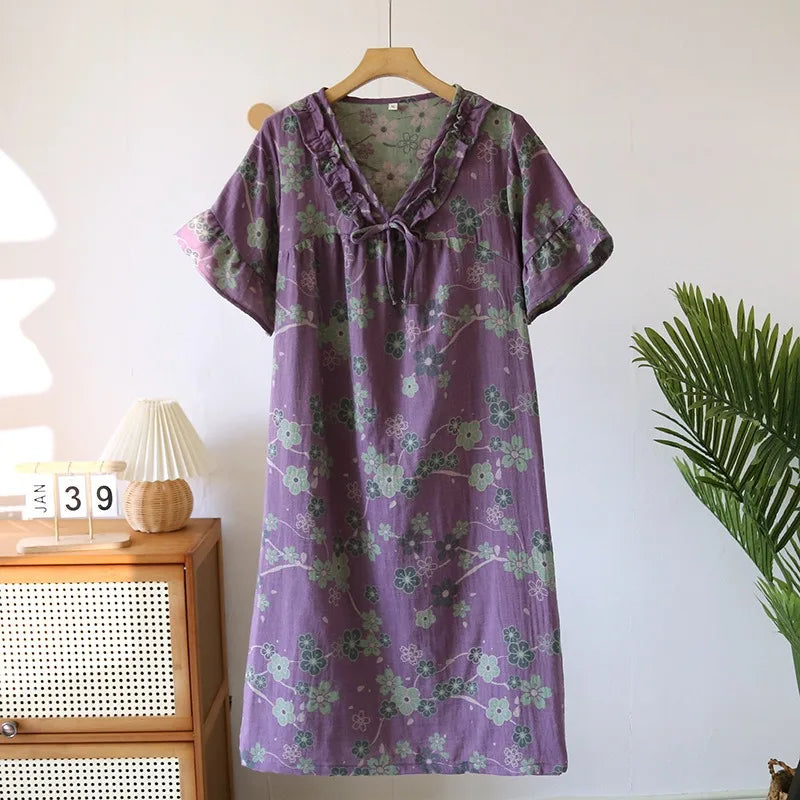 Camisón de manga corta con estampado floral