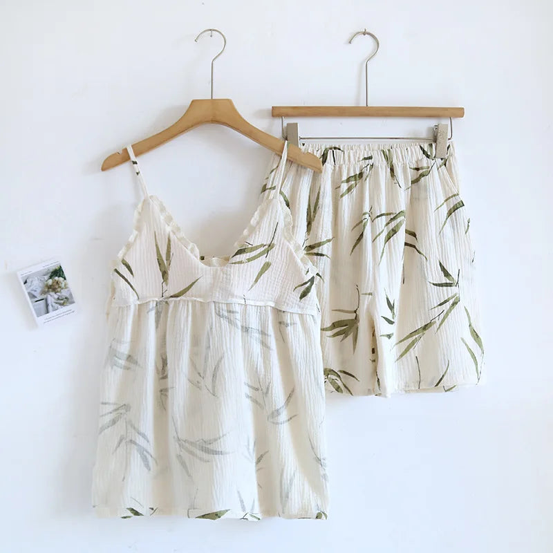 Conjunto de shorts de crepé para verano