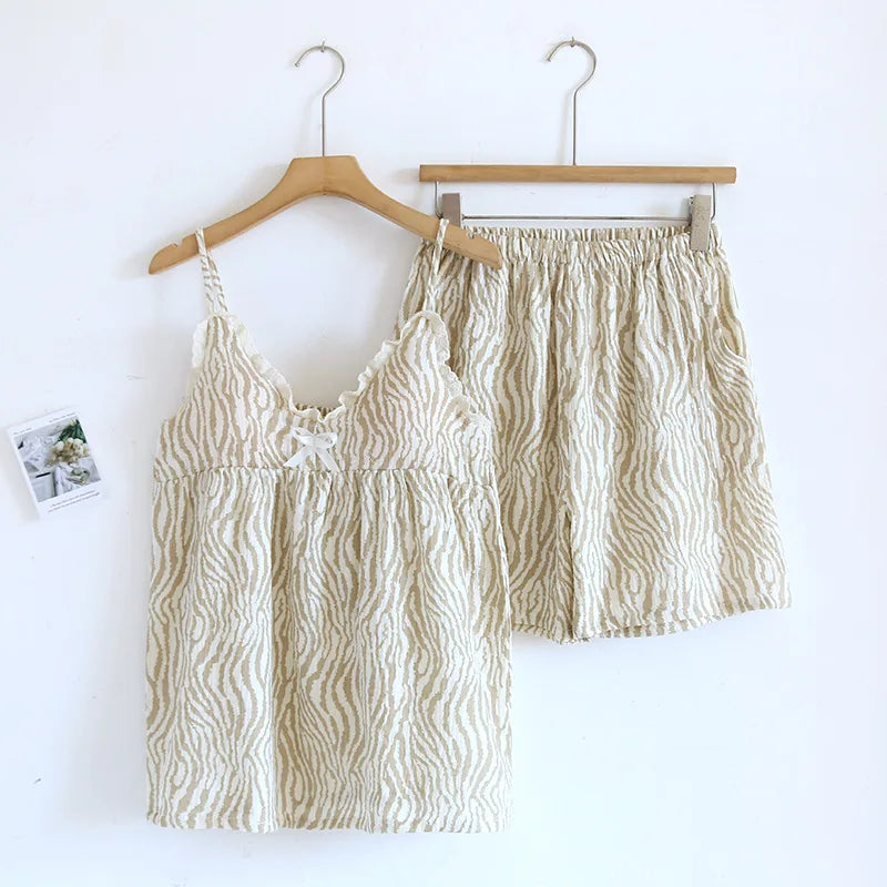Conjunto de shorts de crepé para verano