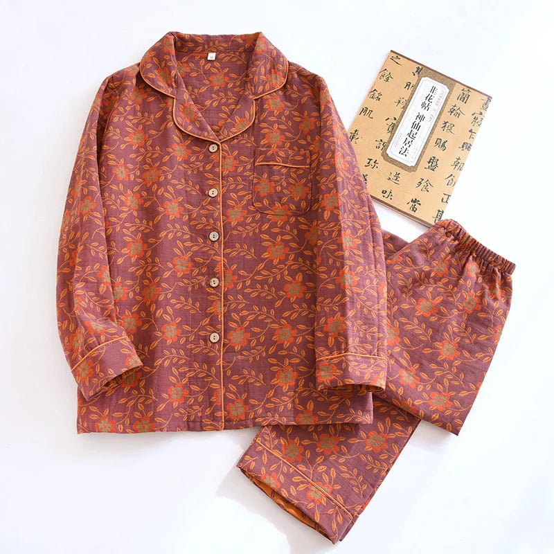 Colorful Patterned Long Pajama Set