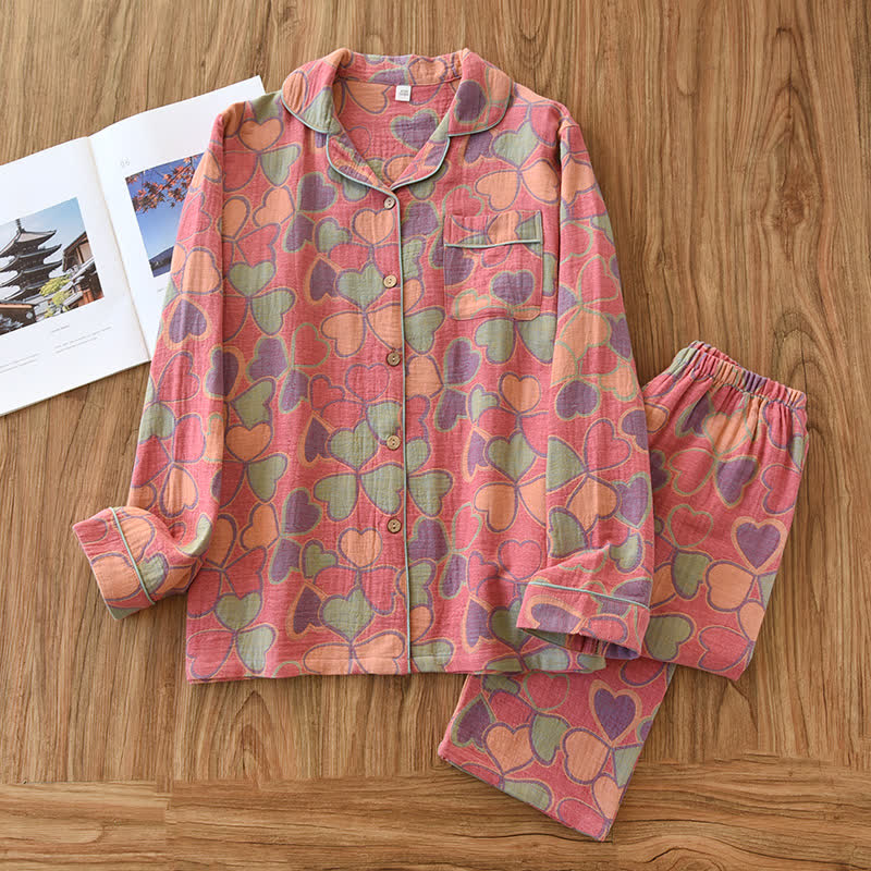 Heart Print Pajama Set
